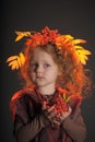 Autumn little red-haired princess Royalty Free Stock Photo