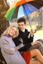 Autumn, love, relationships and people concept - lovely couple Royalty Free Stock Photo