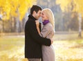 Autumn, love, relationships and people concept - lovely couple Royalty Free Stock Photo