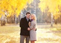 Autumn, love, relationships and people concept - lovely couple Royalty Free Stock Photo