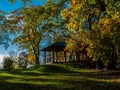 Wooden Gazebo, Autumn in the M.M.Gryshko National Botanical Garden Royalty Free Stock Photo