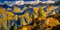 Autumn above the treeline Swiss Alps