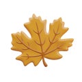 Autumn maple leaf with brown veins. Figured vector 3D element on white background