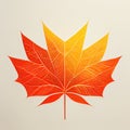 Autumn maple leaf flat illustration. Digital illustration based on render by neural network Royalty Free Stock Photo