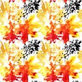 Autumn maple leaf on watercolor and grunge background. Royalty Free Stock Photo