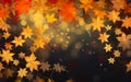 Autumn maple leaves background with bokeh. Vector illustration. Royalty Free Stock Photo