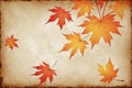 Autumn maple leaves fall on old paper texture background Royalty Free Stock Photo