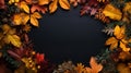 Autumn maple leaves falling frame Royalty Free Stock Photo