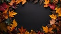 Autumn maple leaves falling frame Royalty Free Stock Photo