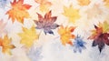Autumn maple leaves seamless pattern. Watercolor hand drawn background. Generative AI Royalty Free Stock Photo