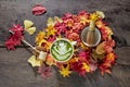 Autumn, Matcha green tea cup wooden