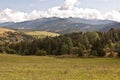 Autumn meadow with Tatry mountains panorama Royalty Free Stock Photo