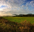 Autumn meadows in sunset Royalty Free Stock Photo