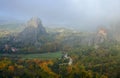 Autumn in Meteora, Greece - view at Kastraki village and monastery of St. Nicholas Anapavsa