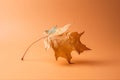 Autumn minimal art dream. Fall maple leaf on a colored minimal background Generative AI.