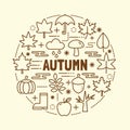 Autumn minimal thin line icons set