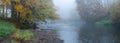 Autumn mist above a river Royalty Free Stock Photo