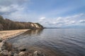 Autumn mood landscape of wooden pier at lake. Small bridge in water Royalty Free Stock Photo