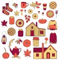 Autumn mood set. Vector sketch illustration Royalty Free Stock Photo
