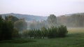 Autumn morning above hill country South Limburg.