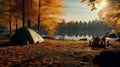 An autumn morning in a camping area