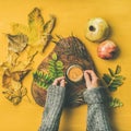 Woman` s hands holding cup of espresso, square crop Royalty Free Stock Photo