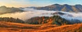 Autumn morning. foggy sunrise in the Carpathian mountains Royalty Free Stock Photo