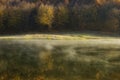 Autumn morning at the lake near a forest Royalty Free Stock Photo