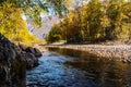 Autumn morning mountain river landscape Royalty Free Stock Photo