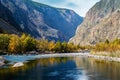 Autumn morning mountain river landscape Royalty Free Stock Photo