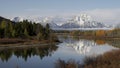autumn morning view of mount moran in grand teton national park from oxbow bend Royalty Free Stock Photo