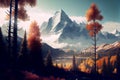 autumn mountain landscape. 3d illustration. Generative AI Royalty Free Stock Photo