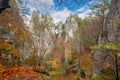 Autumn mountain landscape with rocky gate