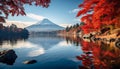 Autumn mountain landscape, tree reflection in tranquil pond generated by AI Royalty Free Stock Photo