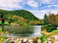 Autumn mountain reflection in Housatonic River Royalty Free Stock Photo