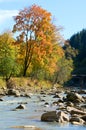 Autumn mountain stony river Royalty Free Stock Photo