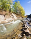 Autumn mountain stony river Royalty Free Stock Photo