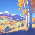 Autumn in the Mountains, Amidst Birch Trees and Scenic Overlooks Royalty Free Stock Photo