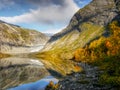 Autumn Mountains, Glacier, Lake, Norway Royalty Free Stock Photo