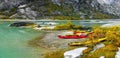 Kayaks, Glacial Lake, Norway Royalty Free Stock Photo