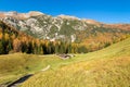 Autumn mountains landscape. Hiking in Austrian Alps, Tyrol, Stubai Alps, Austria Royalty Free Stock Photo