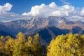 Autumn in mountains of Svaneti and Ushba top, Georgia Royalty Free Stock Photo