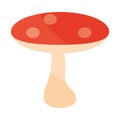 Autumn mushroom vegetation flat icon with shadow