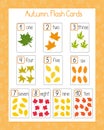 Autumn mushrooms, Thanksgiving English vocabulary learning printable flash cards, educational holiday worksheet