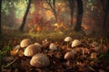 Autumn mushrooms in woods foliage Royalty Free Stock Photo