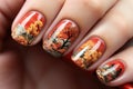 Autumn nail art design, generated by AI Royalty Free Stock Photo