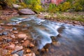 Autumn of the narrows and Virgin River in Zion National Park Zion, usa Royalty Free Stock Photo