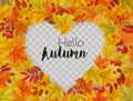 Autumn nature frame with colorful autumn leaves a heart shape Royalty Free Stock Photo