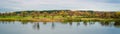 Autumn nature landscape panorama, the river Nemunas, Lithuania scenery Royalty Free Stock Photo