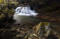 Autumn nature landscape in rodnei mountains with little waterfall on the river Royalty Free Stock Photo